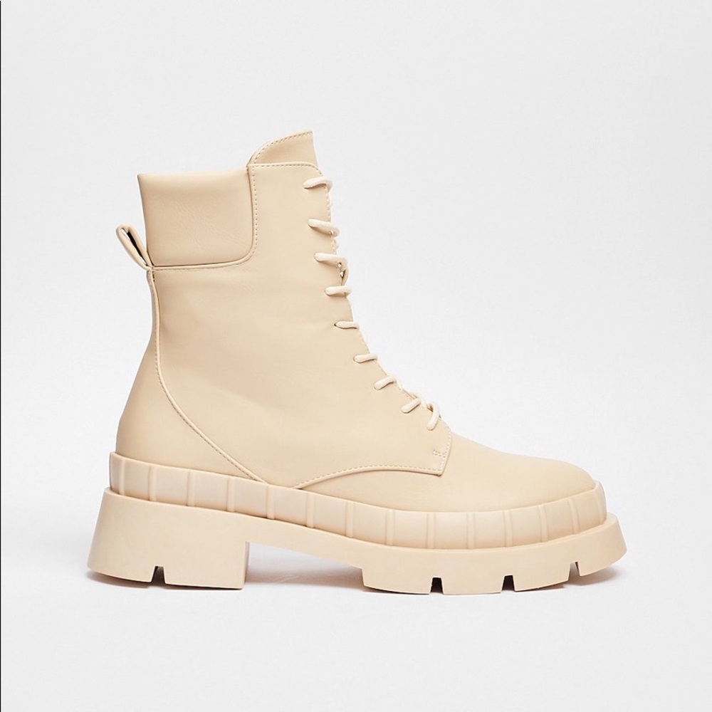 Nasty Gal Wellie Boots Ecru Monochrome